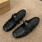 Damen elegante Ballerinas mit zierlicher Schleifenverzierung und funkelnden Akzenten R&B