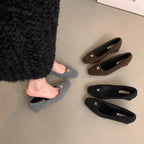 Damen elegante Blockabsatz-Ballerinas aus Wollfilz R&B