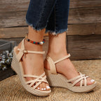 Damen Wedge-Sandaletten mit raffiniertem Riemendesign und bequemer Sohle R&B