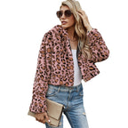 Damen Trendige Kurzjacke aus Kunstpelz im Leopardenmuster R&B