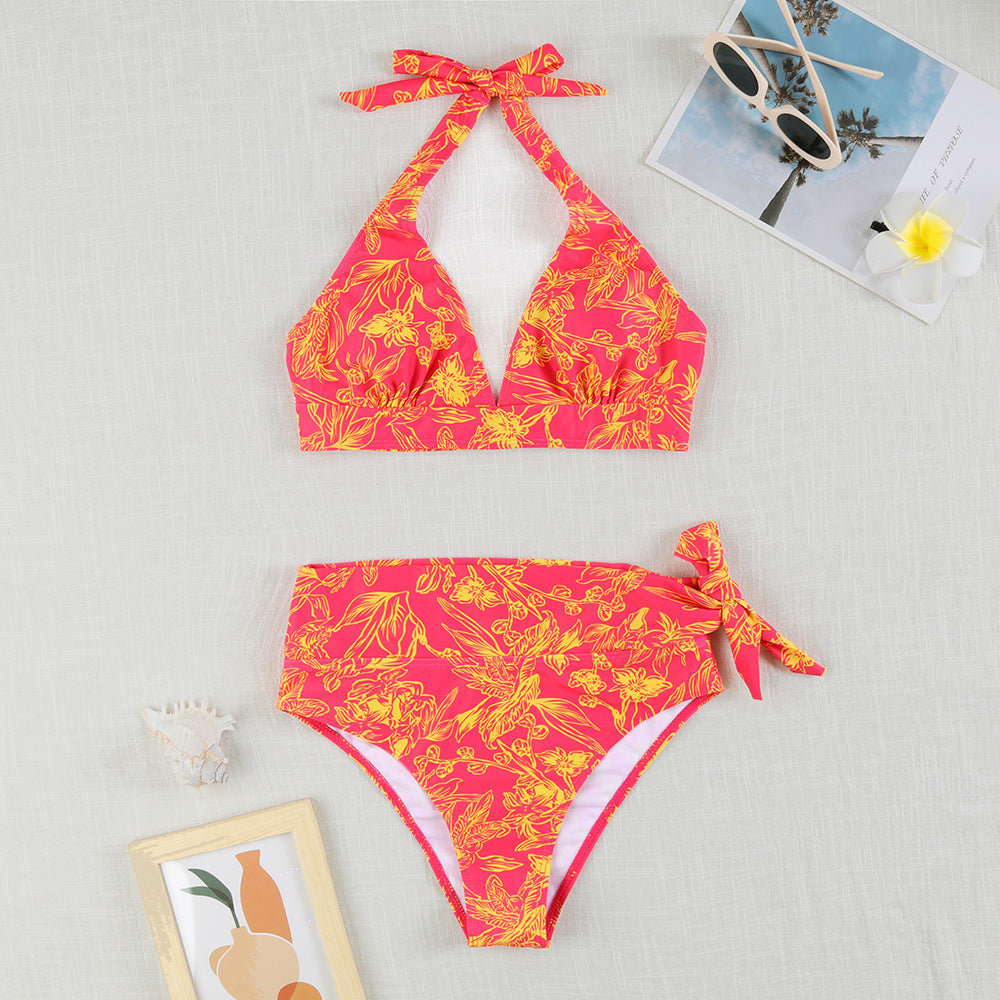 Damen Bikini-Set mit verspieltem Haltertop und hochgeschnittenem Höschen R&B