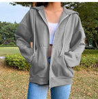 Damen bequeme Kapuzenjacke mit praktischen Taschen und lässigem Schnitt R&B