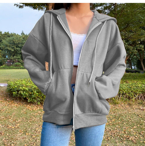 Damen bequeme Kapuzenjacke mit praktischen Taschen und lässigem Schnitt R&B