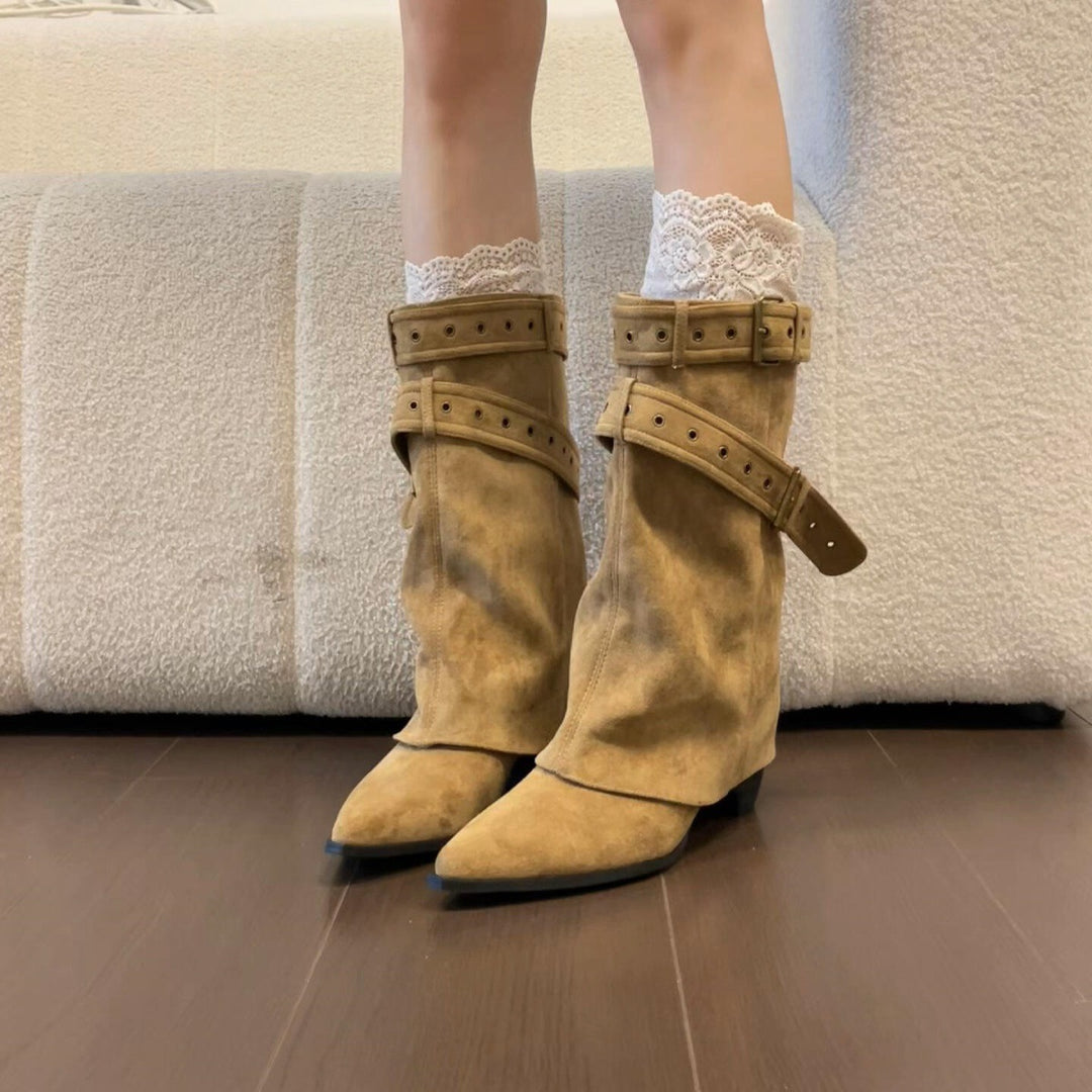 Damen Stilvolle Stiefeletten mit verzierter Riemen-Optik R&B
