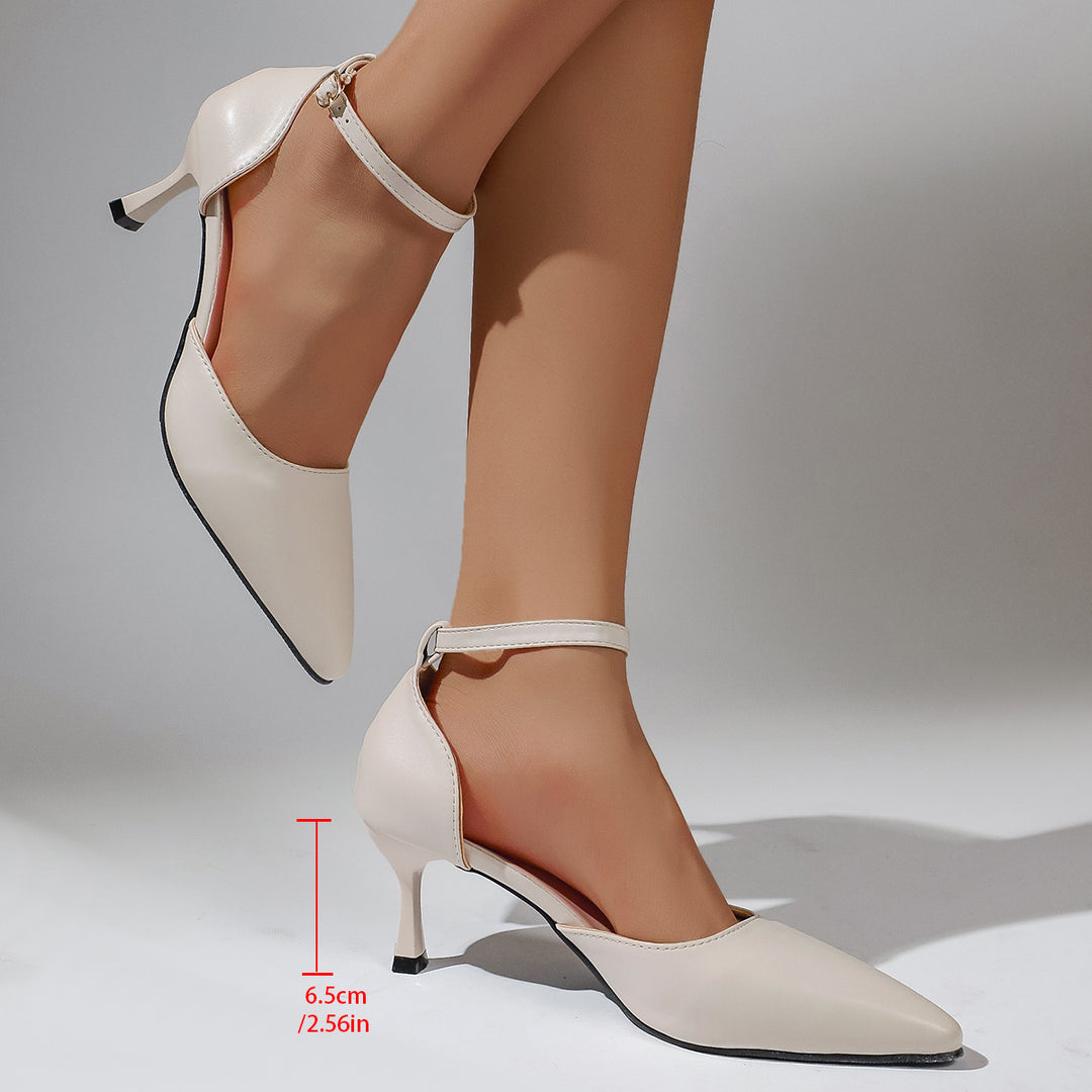 Damen elegante Slingback-Pumps mit schmalem Absatz und modischem Knöchelriemen R&B