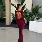 Damen elegantes Abendkleid mit figurbetontem Schnitt und langen Ärmeln EB