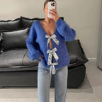 Damen Elegante Strickjacke mit glitzerndem Banddetail R&B