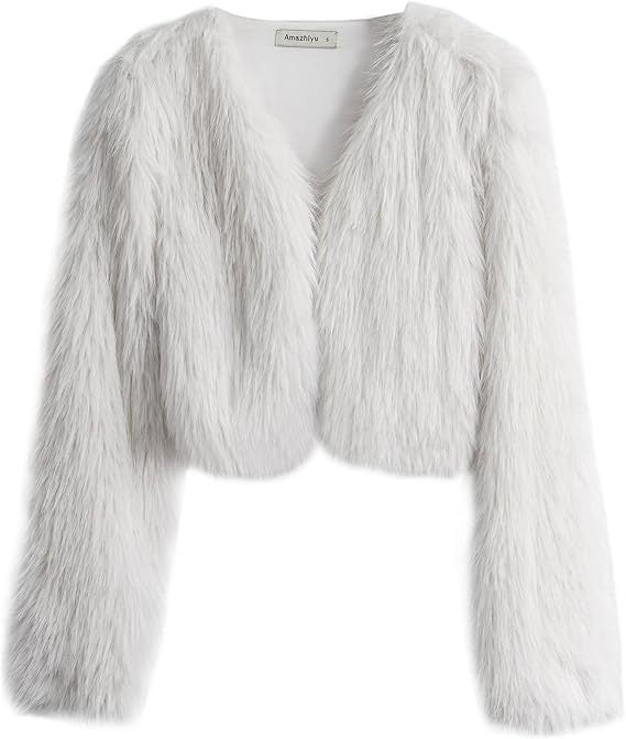 Damen Flauschige Kurzjacke mit offenem Schnitt R&B