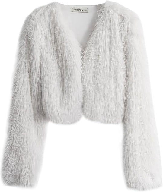 Damen Flauschige Kurzjacke mit offenem Schnitt R&B