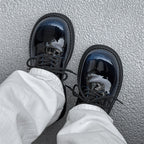 Damen Hochglänzende Schnürschuhe mit dicker Sohle und modischem Design R&B
