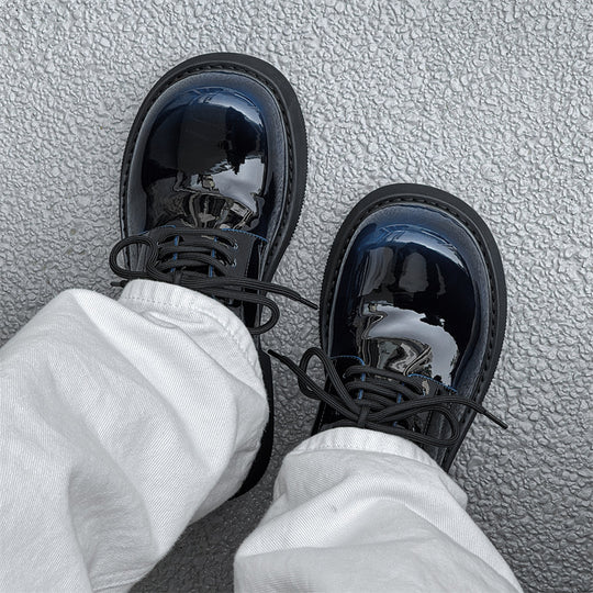 Damen Hochglänzende Schnürschuhe mit dicker Sohle und modischem Design R&B