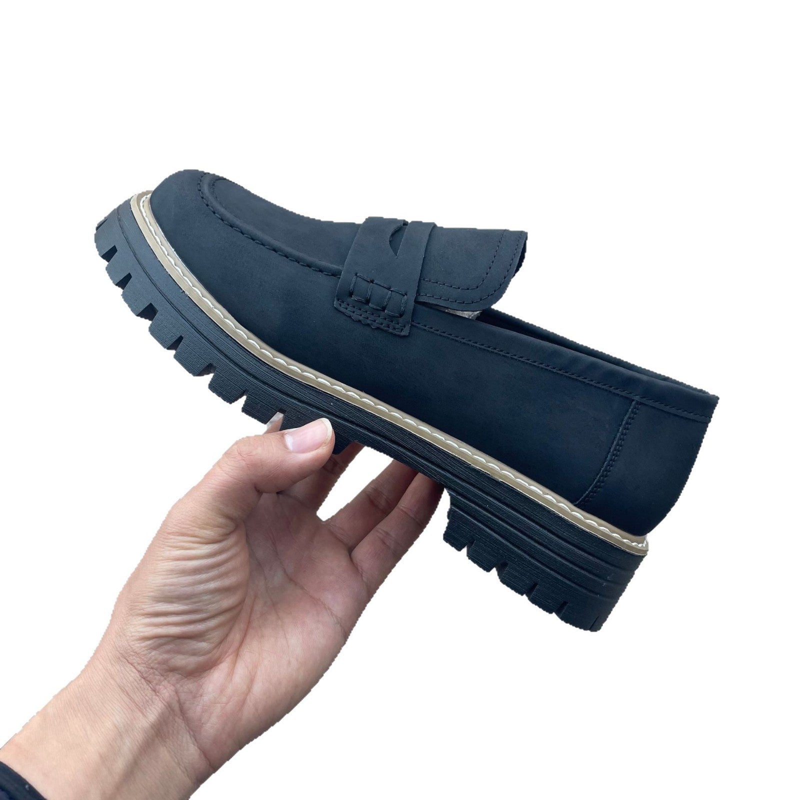 Damen Mokassin-Slipper mit robustem Profil und leerem Obermaterial R&B