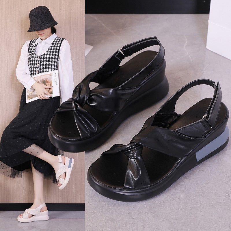 Damen Wedge-Sandalen mit modischem Knoten-Design und flexiblem Fußbett R&B