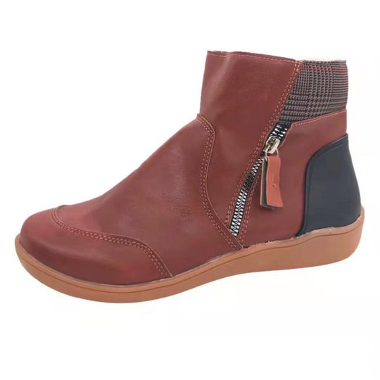 Damen modische Stiefeletten mit seitlichem Reißverschluss und komfortabler Sohle R&B
