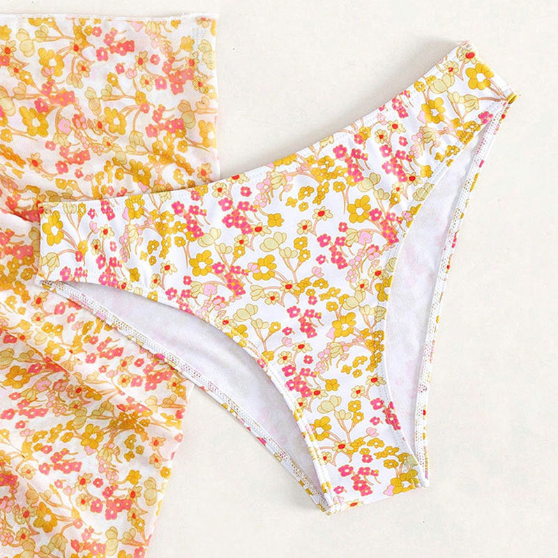 Damen Triangel-Bikini-Set mit floralem Wickeltuch