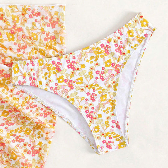 Damen Triangel-Bikini-Set mit floralem Wickeltuch R&B