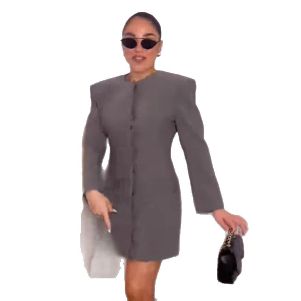 Damen Blazer-Kleid mit Oversized Schultern R&B