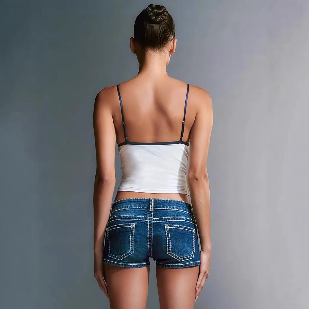 Damen Crop-Top mit tiefem V-Ausschnitt und verstellbaren Trägern R&B