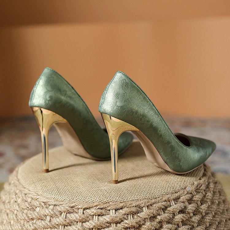 Damen elegante Pumps mit glänzendem Goldabsatz R&B