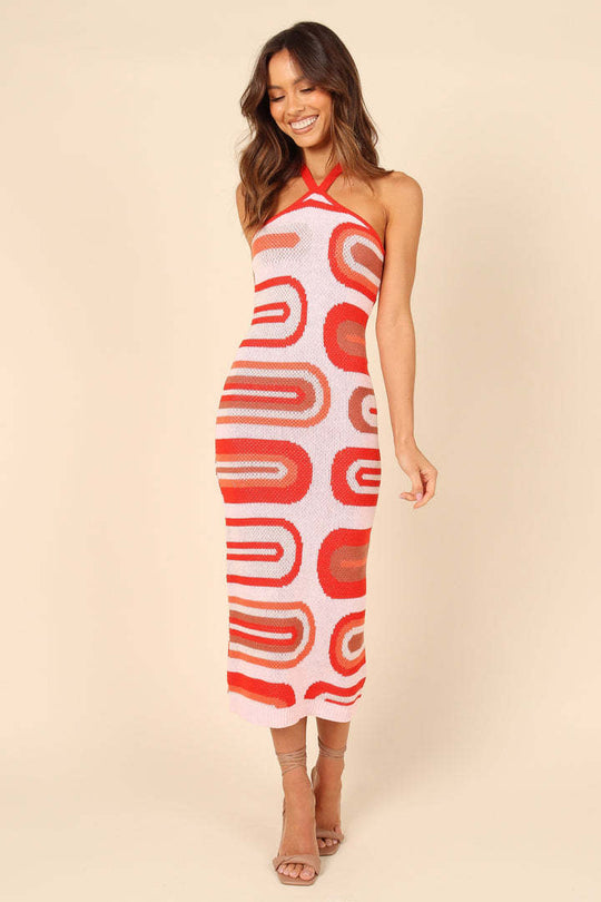 Damen Maxikleid mit lässigem Schnitt und kreativem Muster R&B