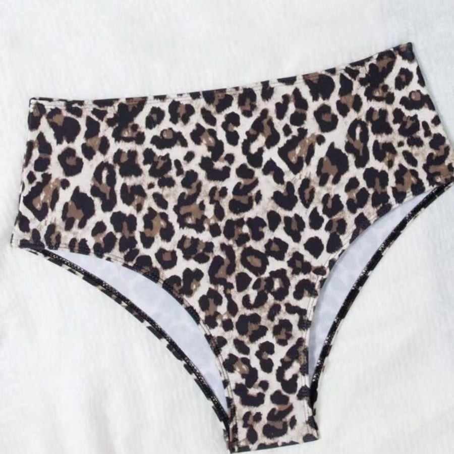 Damen Hoch tailliertes Bikini-Set mit gepolstertem Oberteil und animalischem Muster R&B