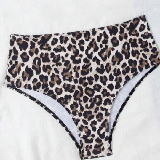 Damen Hoch tailliertes Bikini-Set mit gepolstertem Oberteil und animalischem Muster R&B