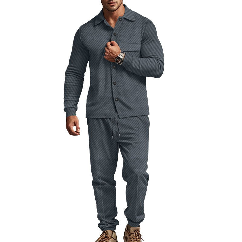 Herren lässiger Freizeitanzug mit feiner Struktur und praktischen Taschen R&B