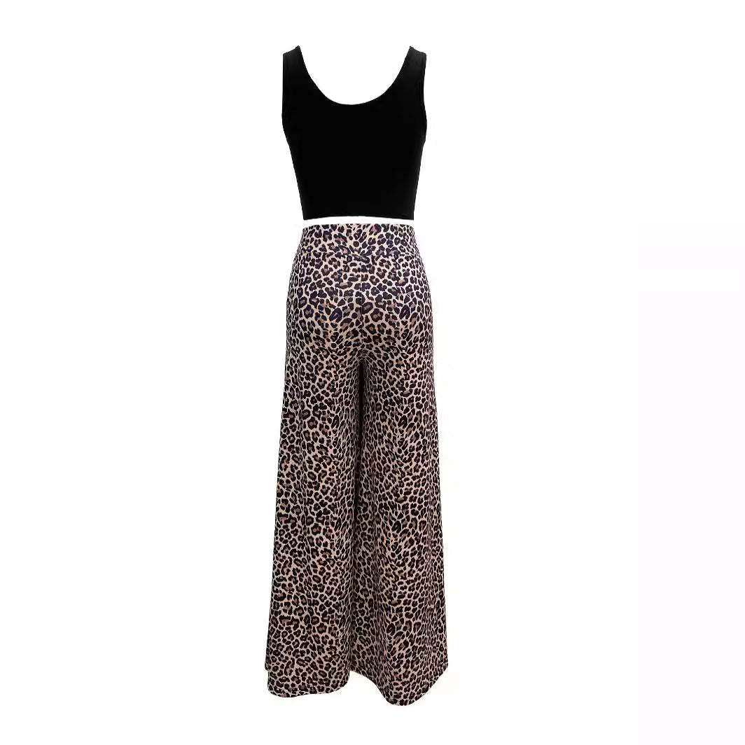 Damen weite Palazzohosen mit Leopardenmuster R&B