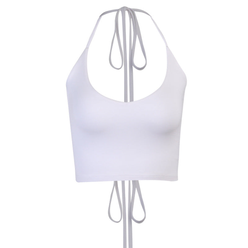 Damen Crop-Top mit tiefem V-Ausschnitt und schmalen Trägern R&B