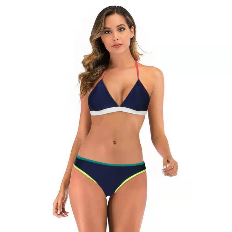 Damen Triangelbikini mit sportlichem Design und modischen Kontrasten R&B
