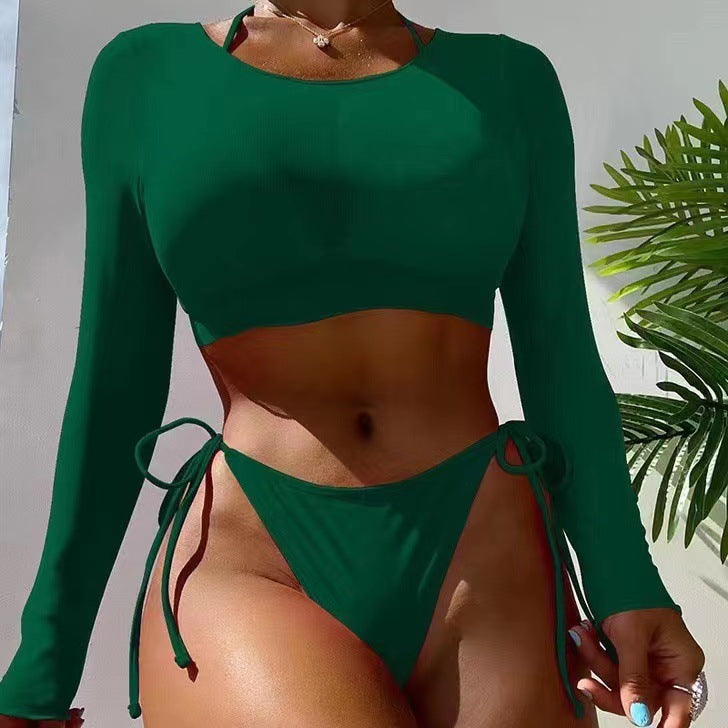 Damen Bikini-Set mit langem Arm und asymmetrischem Design R&B