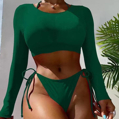 Damen Bikini-Set mit langem Arm und asymmetrischem Design R&B