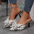 Damen elegante Mules mit verspieltem Schleifen-Design R&B