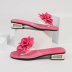 Damen Komfortable Slide-Sandalen mit eleganter Blumenapplikation und rutschfester Sohle
