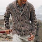 Herren Strickjacke mit aufgewickeltem Kragen und strukturiertem Design