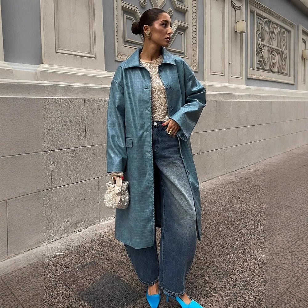 Damen oversized Denim-Trenchcoat R&B