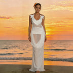 Damen Elegantes und luftiges Maxikleid mit raffinierten Trägern R&B