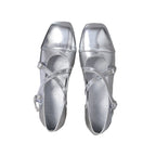 Damen Elegante Flachschuhe mit schimmerndem Obermaterial und verstellbaren Riemen R&B