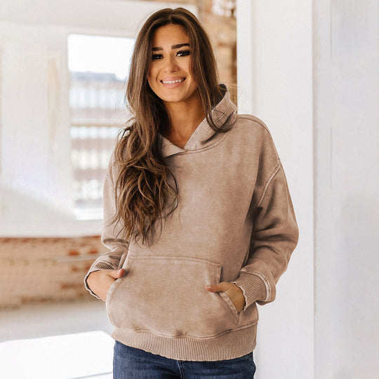 Damen Kapuzenpullover aus weich angerautem Material mit Kängurutasche R&B