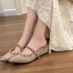 Damen elegante Slingback Ballerinas mit dekorativen Nieten R&B