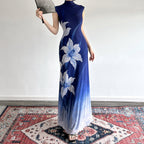 Damen Maxikleid mit floralem Design und elegantem Stehkragen R&B
