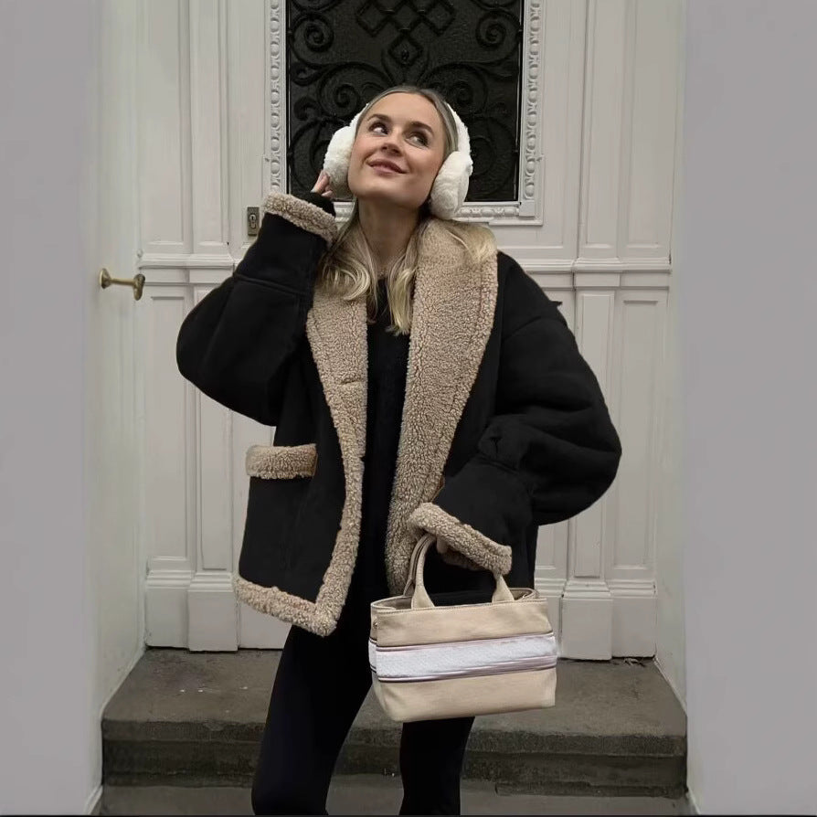 Damen Teddy-Fleecejacke mit praktischem Knopfverschluss und großen Taschen R&B