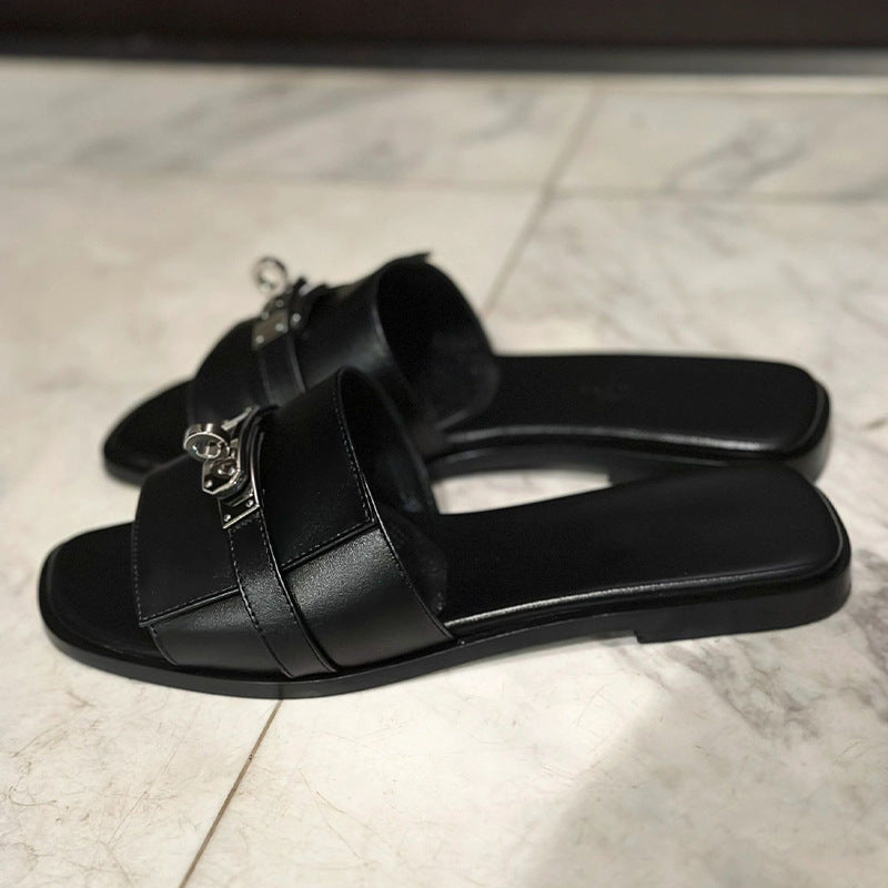 Damen elegante Flip-Flops mit modischen Riemen und komfortablem Fußbett R&B
