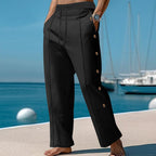 Herren elegante Sommerhose mit seitlichen Knöpfen R&B