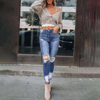 Damen Skinny Jeans mit modischen Destroyed-Details