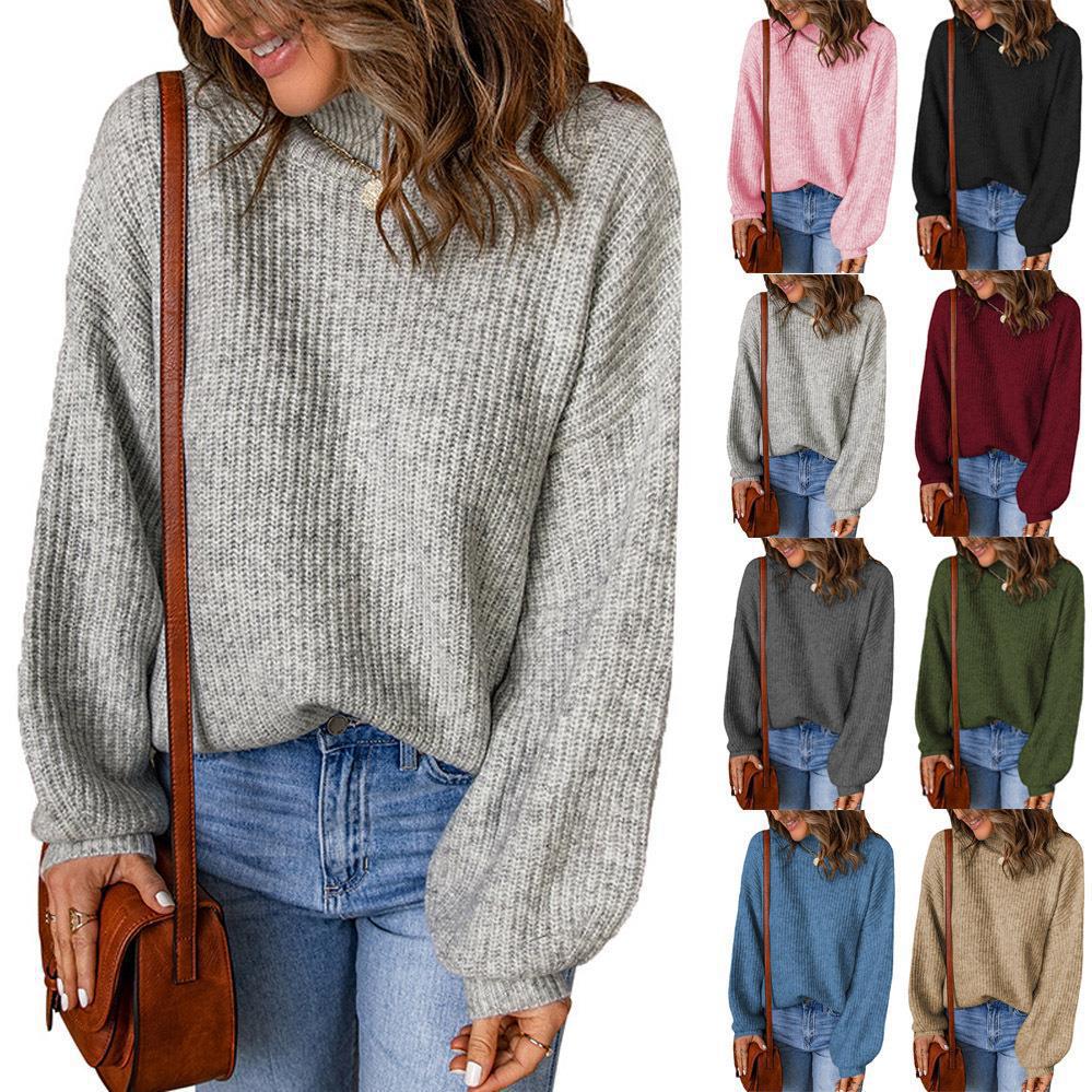 Damen modischer Grobstrickpullover mit weitem Schnitt R&B