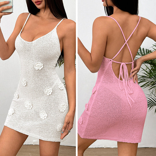 Damen Häkelkleid mit floralen Applikationen R&B