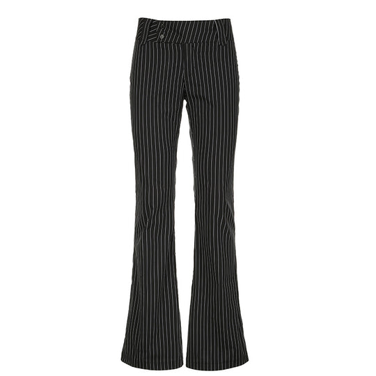 Damen elegante Schlaghose mit vertikalen Streifen R&B