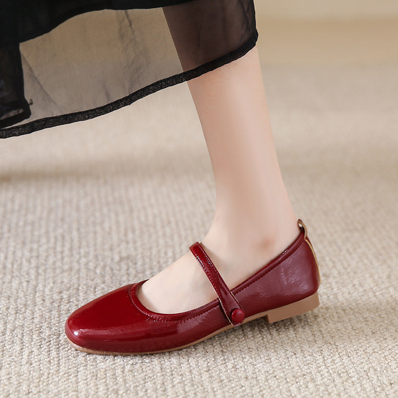 Damen Ballerina-Schuhe mit elegantem Riemen und schimmerndem Obermaterial R&B