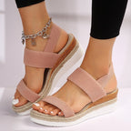 Damen Plateau-Sandalen mit dualem Riemen und entspannter Jute-Optik R&B